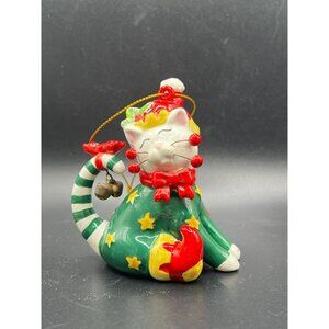 WhimsiClay by Amy Lacombe Christmas Cat Figurine 2006 #10805 with Tag Annaco